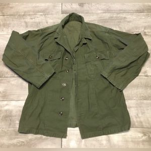 WWII Korean War US Army OG-107 Utility Cotton Sateen Uniform Shirt Jacket Medium